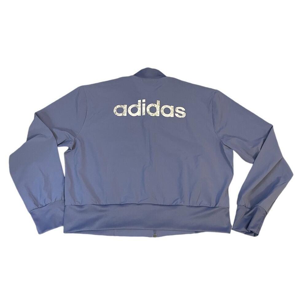 Adidas Women Aero Ready Cropped Windbreaker Track Jacket Size XL Violet Retro - Picture 2 of 7